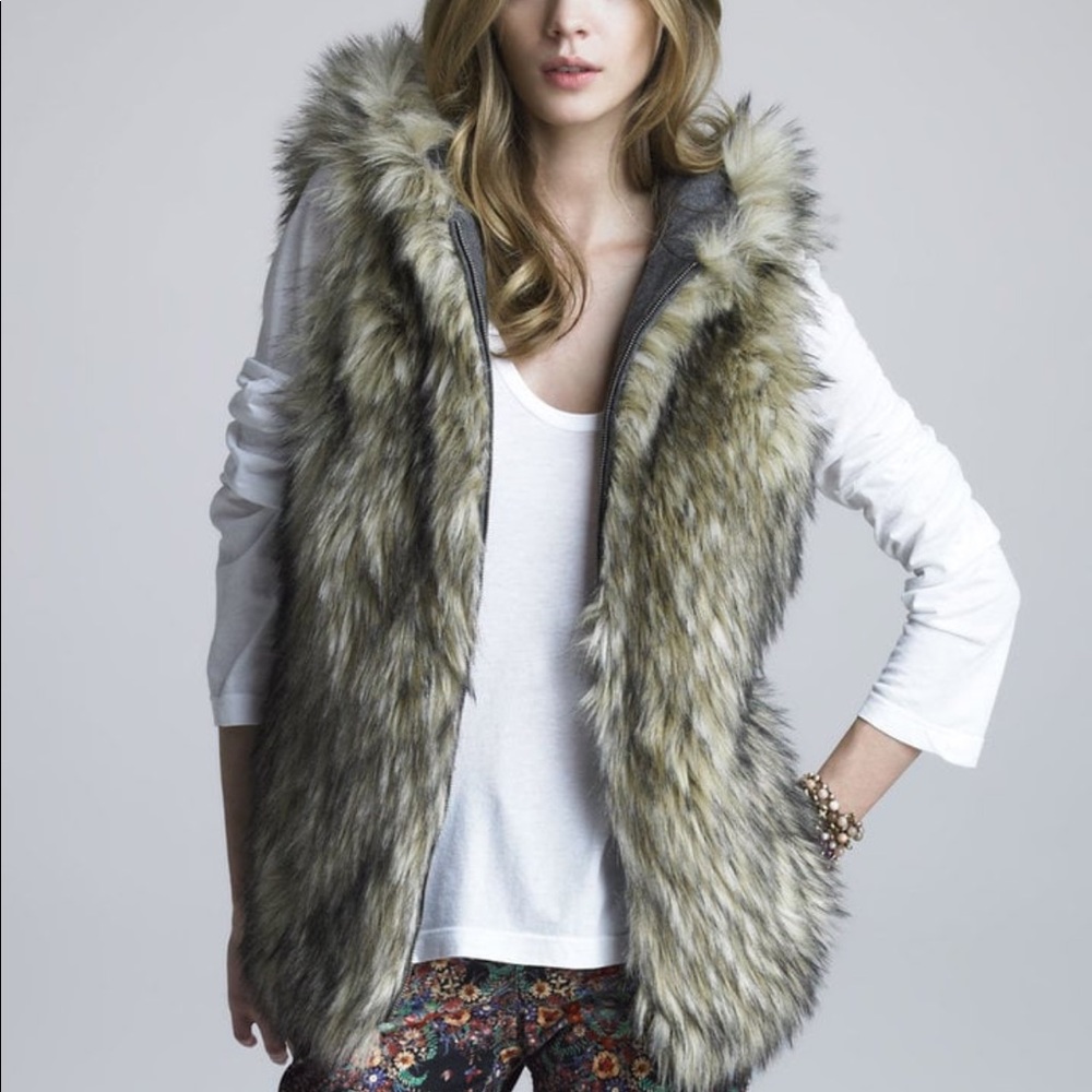Free people x 6 shore road fur hooded vest